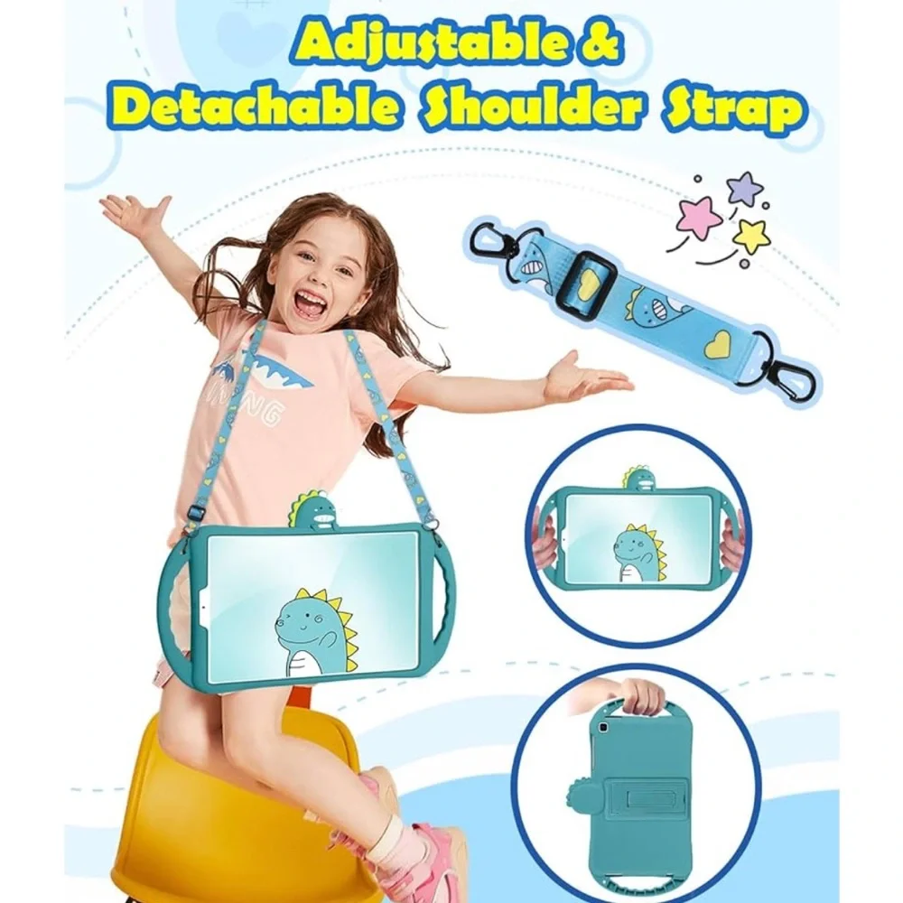 Kids Tablet Case with Dinosaur Design - Teal for Samsung tab A7 lite case